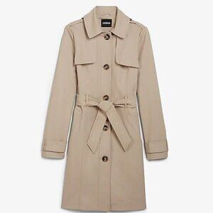 Express Classic Beige Button Front Trench Coat